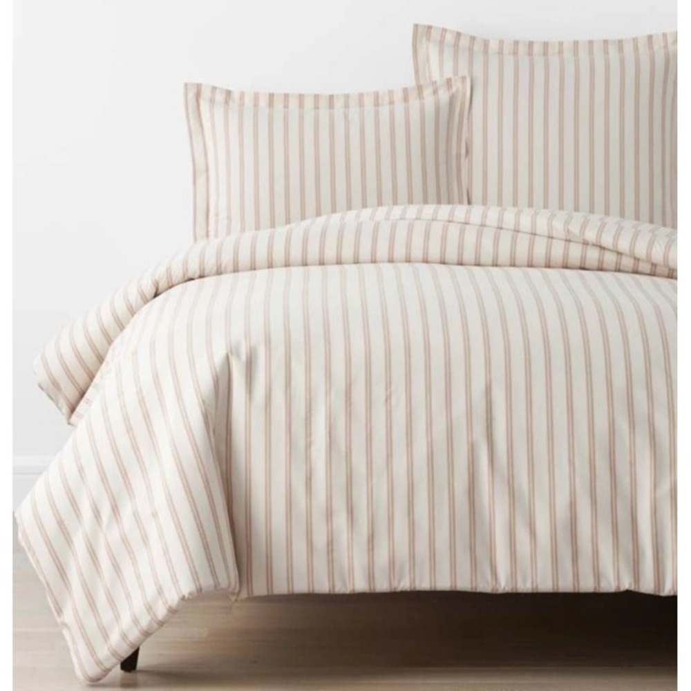 The Company Store Narrow Stripe Gold Cotton Percale Twin Duvet Cover